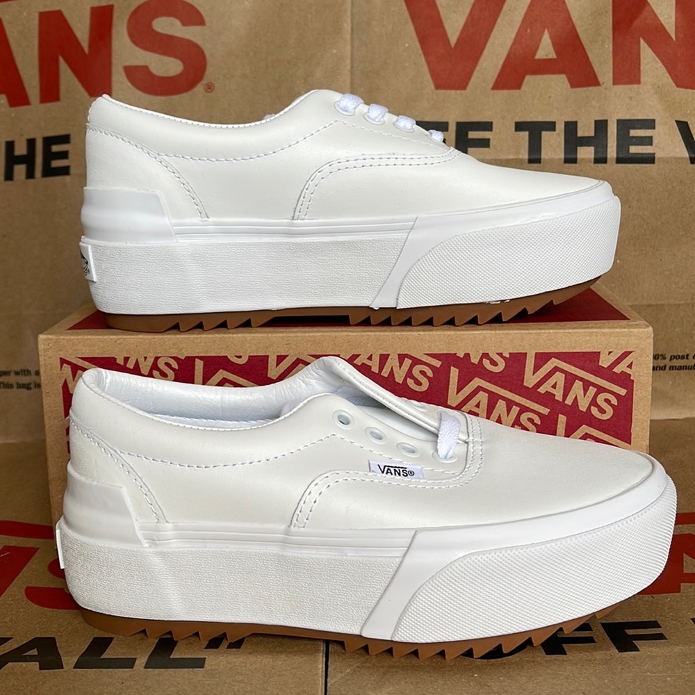 Vans Era Stacked Leather True White/True White WMNS platforms